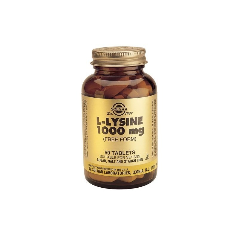 Solgar L-Lysine 1000mg Συμπλήρωμα Διατροφής με Λυσίνη που Συμβάλει στην Πρόληψη του Απλού Ερπη, 50 tabs